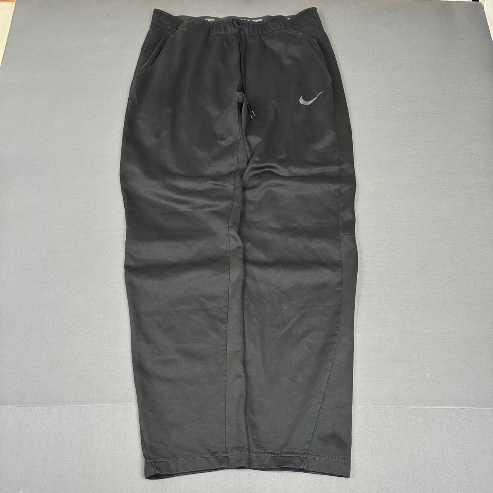Nike Dri-Fit Standard Fit Black Sweatpants Men's Size Medium Baggy Open Leg